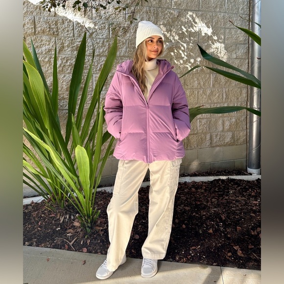 🔥🔥🔥NEW Uniqlo Lavender Purple Puffer Seamless Down Parka Jacket - Picture 7 of 8